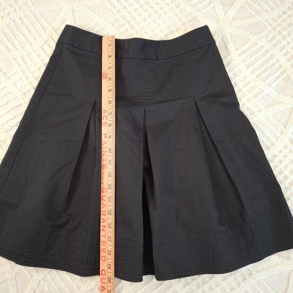 Talbots Black Pleated A-Line Petite Skirt Size 2P Cotton Stretch Side Zip - Picture 2 of 6